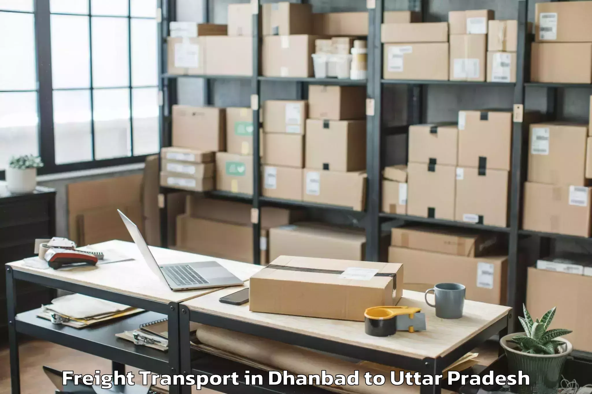 Affordable Dhanbad to Mehndawal Freight Transport